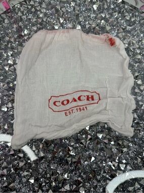 COACH mini dust bag White Drawstring Dust Bag with Red Logo